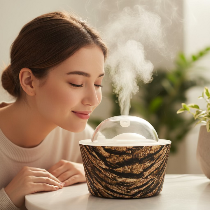 Container with a black and gold striped design on a white background