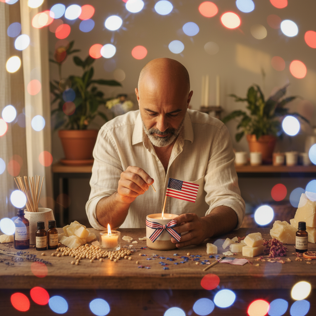 July 4th celebration with YOU ME & EMILIO handmade soy candles — America's 250th Anniversary and our 11th Anniversary, Dallas, Texas