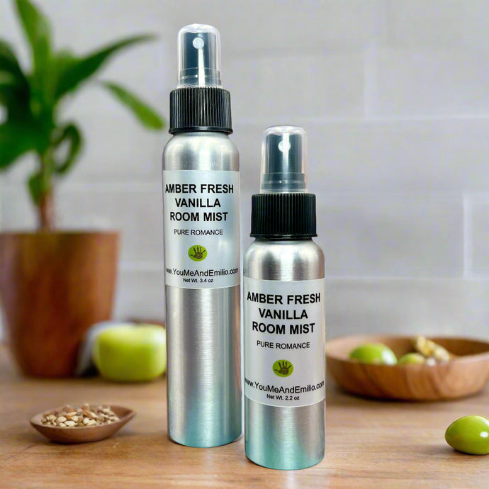 Amber Fresh Vanilla Room Mist: A sophisticated blend of sweet, floral, and musky notes inspired by Amber Romance and Fresh Vanilla, creating a timeless, versatile scent that captivates and comforts any space.