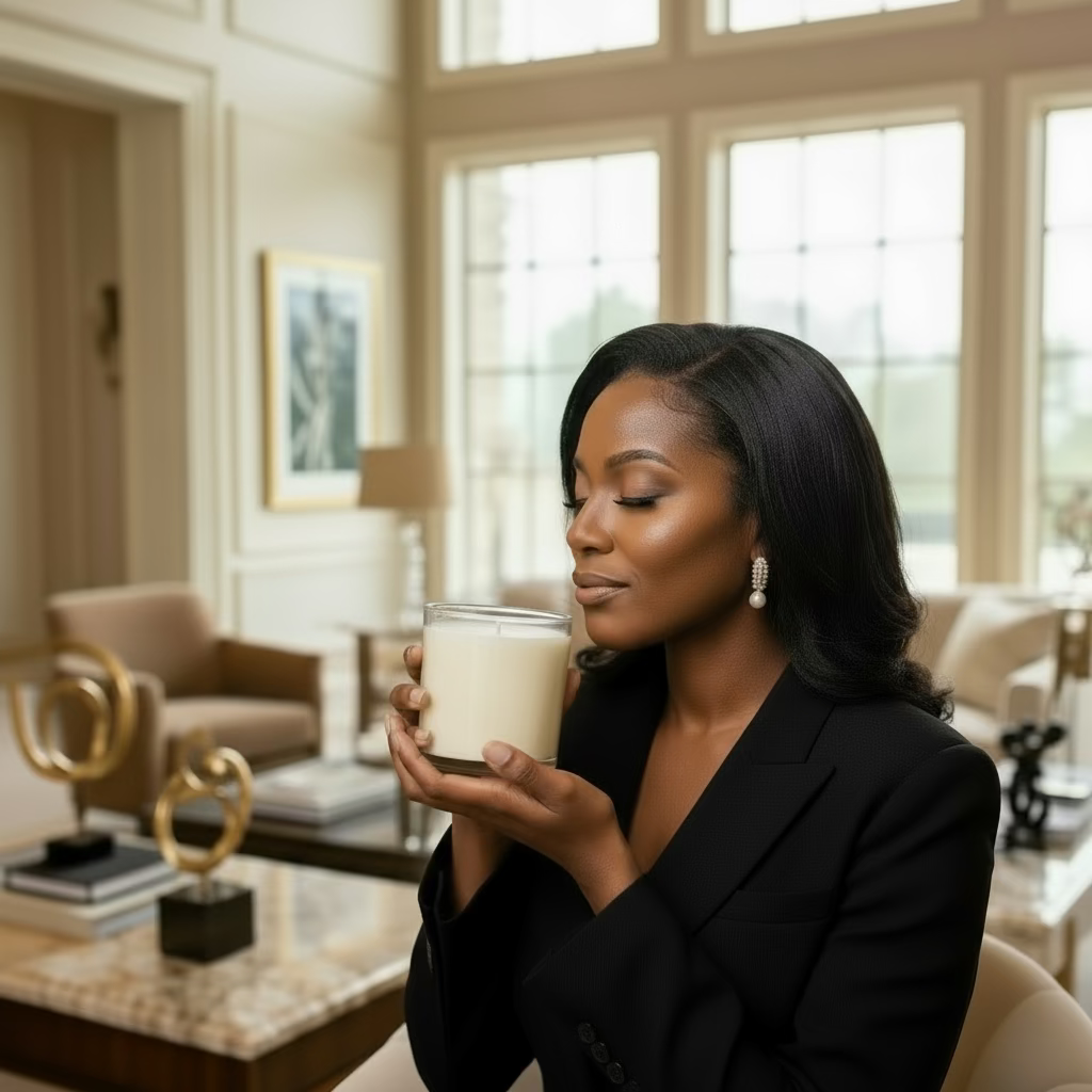 Glass jar with a gray lid on a white background