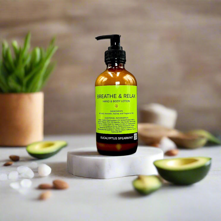Breathe & Relax Hand & Body Lotion | Jojoba Oil Avocado Oil Almond Oil | Handmade | Handmade in Dallas Texas | You Me & Emilio 