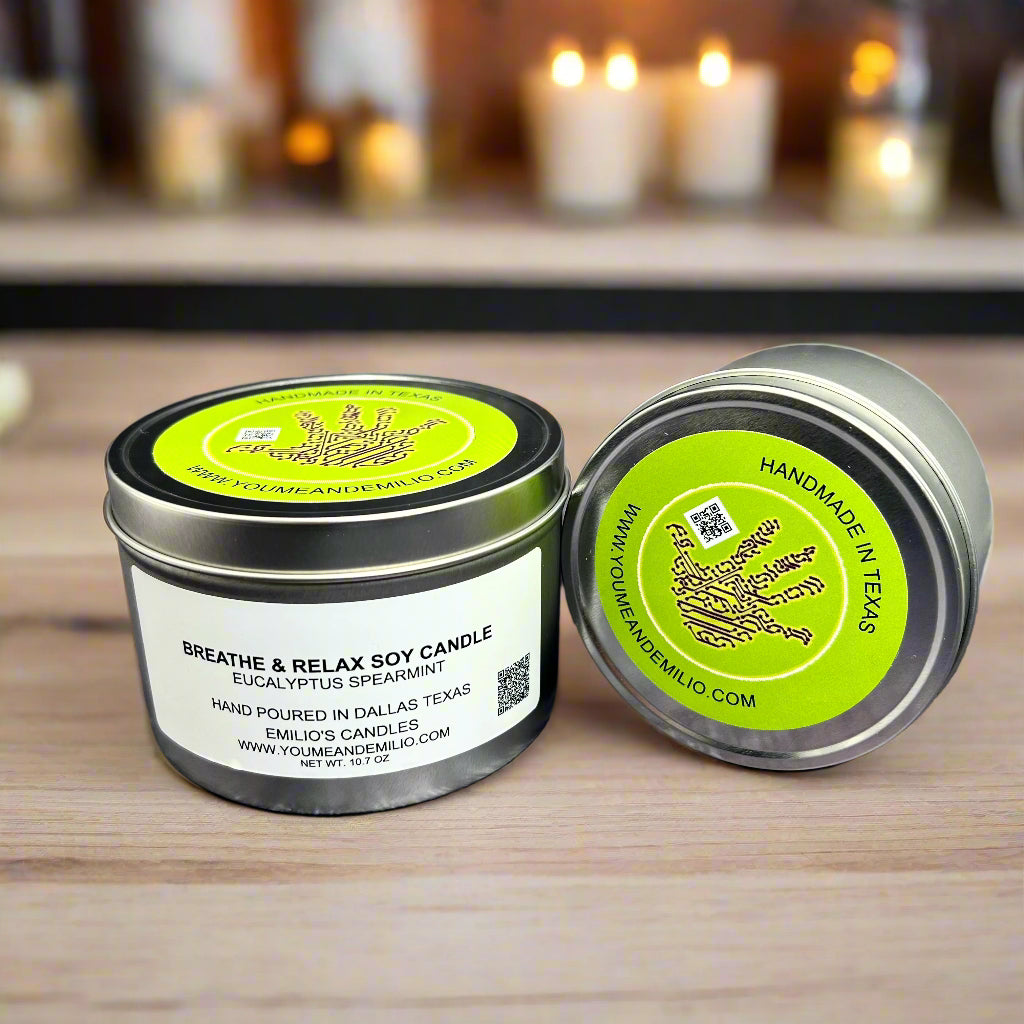 Breathe & Relax scent Eucalyptus Spearmint bath and body works type soy wax scented candles 