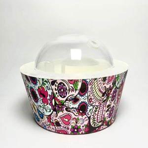 elegant Day Of The Dead Catrina oil diffuser with mist on wooden table – YOU ME & EMILIO wellness collection