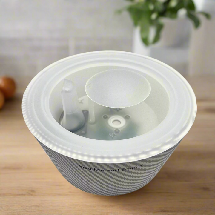 White plastic container with lid on a white background
