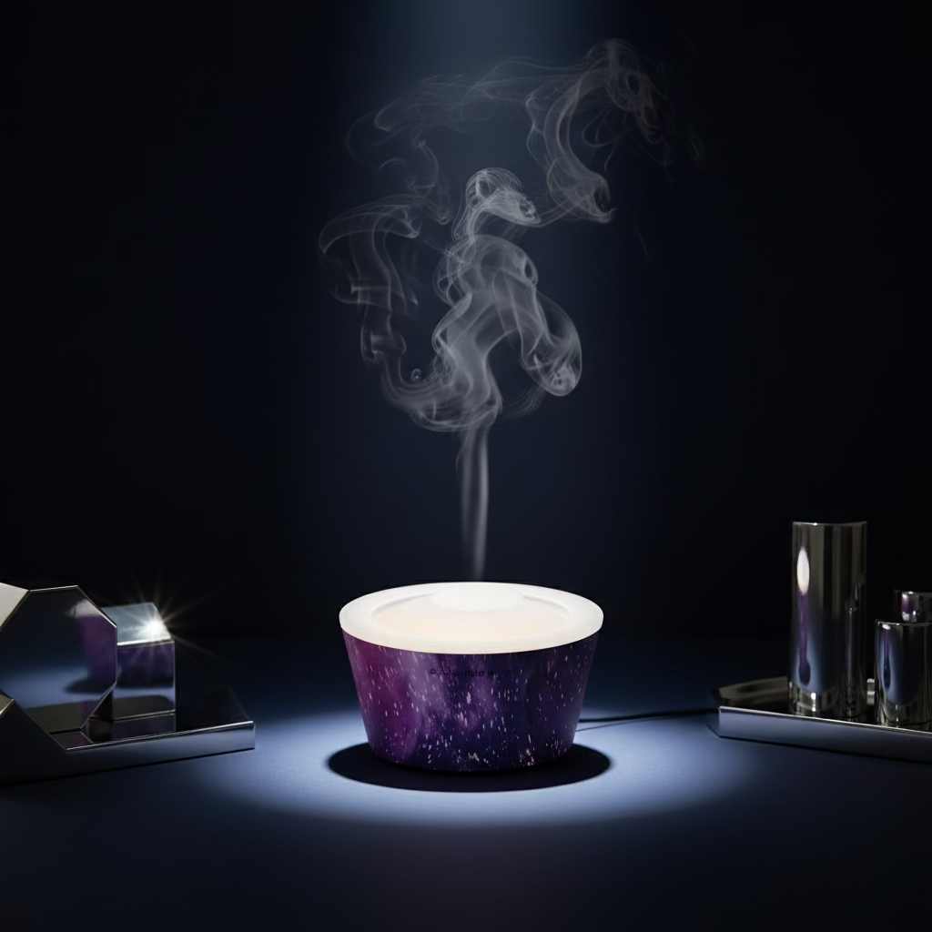 Container with a white lid on a wooden surface outdoors