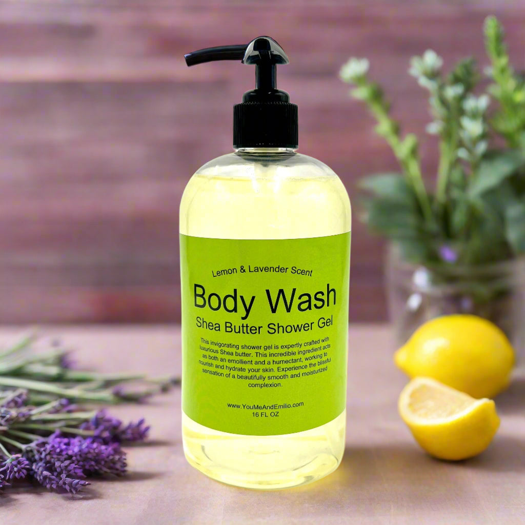 Lemon & Lavender Body Wash | Shea Butter Shower Gel


A Refreshing &amp; Rejuvenating Bathing Experience

Introducing our Lemon &amp; Lavender Body Wash | Shea Butter Shower Gel, a revitalizing blend that transforms your daily bath into an uplifting experience. The fresh, zesty aroma of lemon paired with the calming, soothing scent of lavender creates the perfect balance for a truly refreshing shower. Infused with the nourishing power of shea butter, this body wash delivers a unique combination of hydra