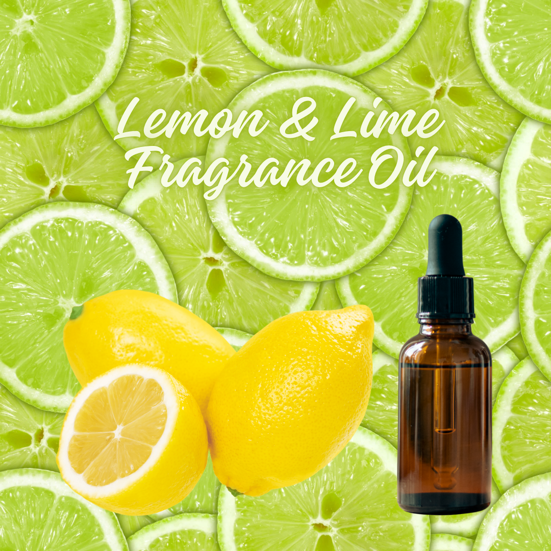 Amber glass bottle of Lemon & Lime Fragrance Oil by YOU ME & EMILIO, hand-poured in Dallas, featuring a vibrant citrus scent perfect for diffusers.