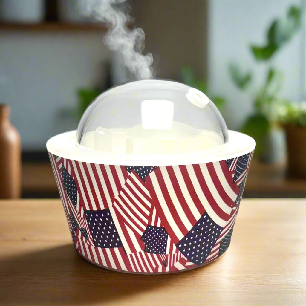 Patriotic essential oil diffuser symbolizing freedom, unity, and courage

