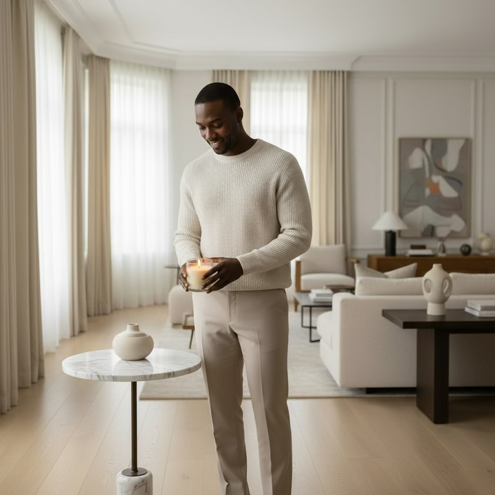 Glass jar with a gray lid on a white background