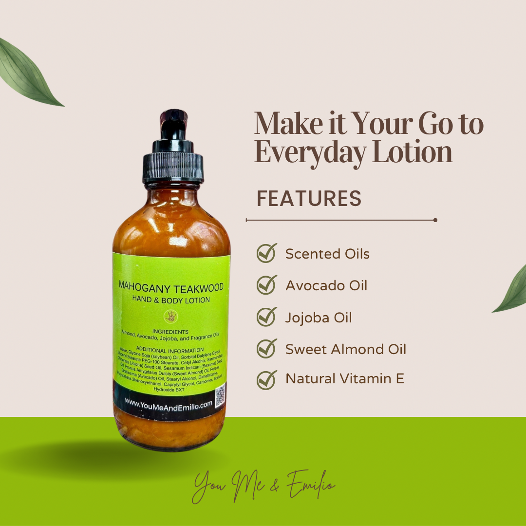 Make it your go to everyday lotion, Made with scented oils, avocado oil, jojoba oil, sweet almond oil, and natural vitamin E. 