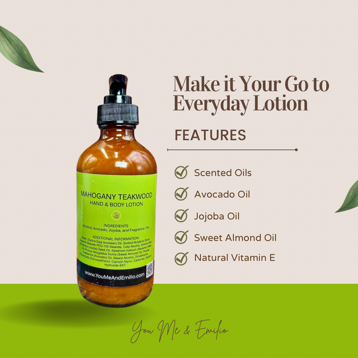 Make it your go to everyday lotion, Made with scented oils, avocado oil, jojoba oil, sweet almond oil, and natural vitamin E. 
