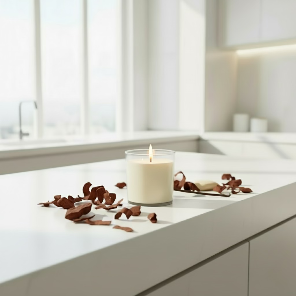 Glass candle with a metal lid on a white background