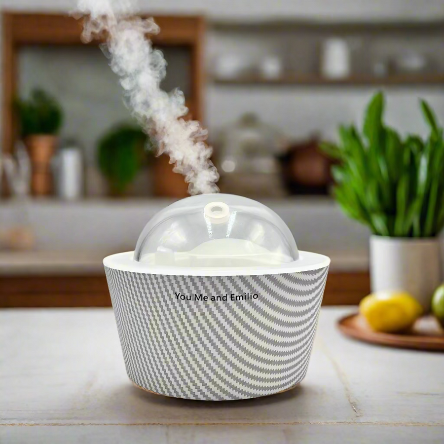 Cylindrical container with a checkered pattern and dome lid on a white background
