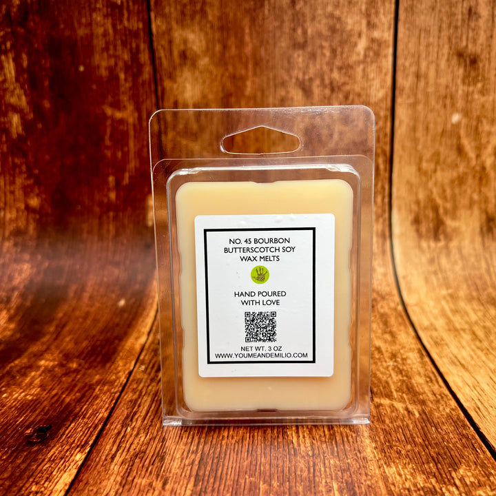 Fill your home with the rich aroma of No. 45 Bourbon Butterscotch Soy Wax Melts. A blend of butterscotch, bourbon whiskey, and vanilla. Long-lasting, eco-friendly, and flame-free. Perfect for a cozy, luxurious ambiance! HONORING 45TH PRESIDENT OF THE UNITED STATES OF AMERICA, DONALD JOHN TRUMP.