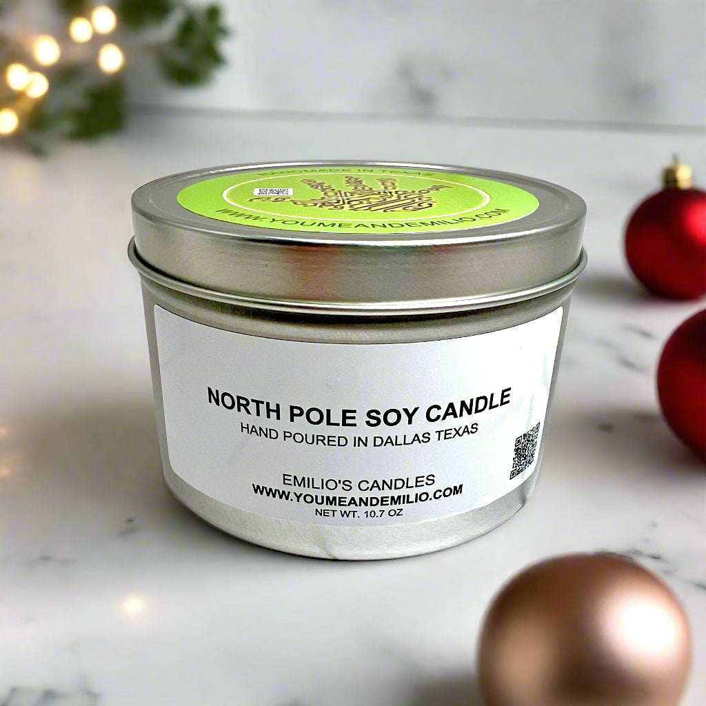 North Pole Soy Candle

Immerse Yourself in Holiday Magic
Transform your home into a winter wonderland with our North Pole Soy Candle. This festive favorite blends the crisp, refreshing scent of sweet peppermint sticks with a rich, creamy vanilla base. The result? A perfectly balanced aroma that embodies the cozy warmth and joy of the holiday season.