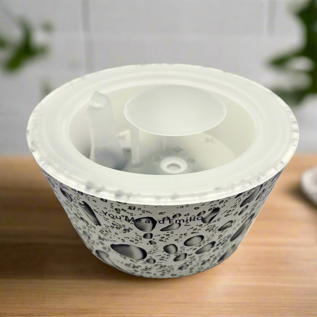 Clear plastic container with a lid on a white background