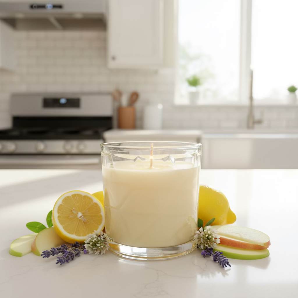 Candle in a glass jar on a white background