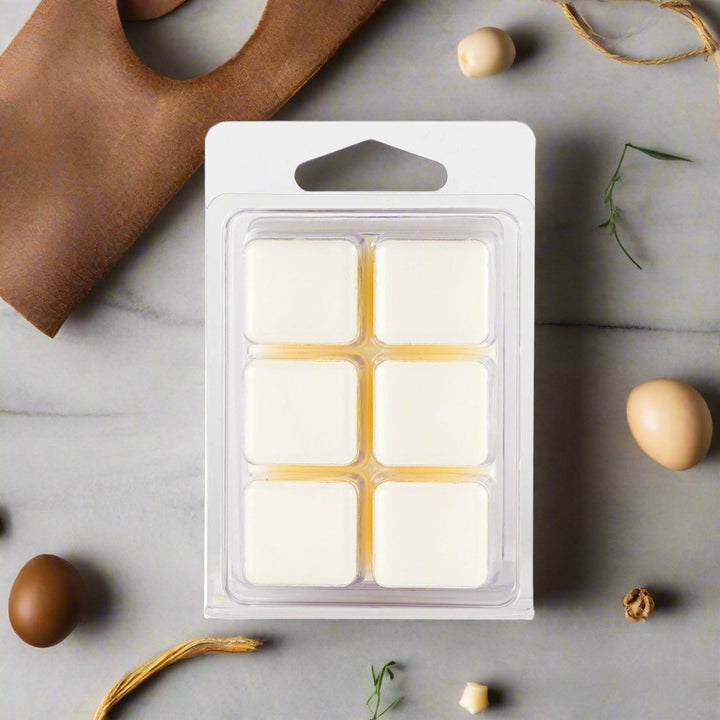 Texas Cowboy Soy Wax Melts in eco-friendly packaging with a long-lasting leather fragrance for a Wild West ambiance.
