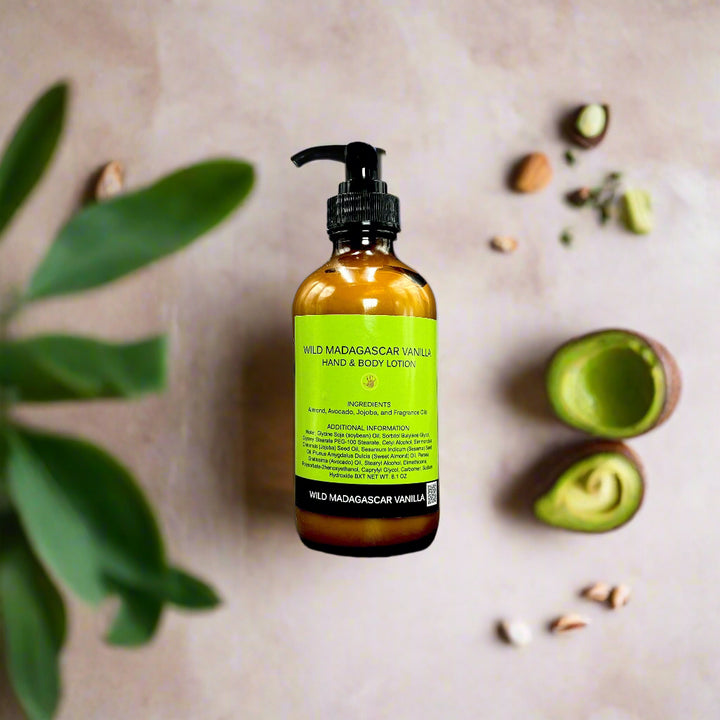 Wild Madagascar Vanilla Hand & Body Lotion | Jojoba Oil Avocado Oil Almond Oil | Handmade | Handmade in Dallas Texas | You Me & Emilio | Bath & Body Works | Aromatherapy | Shop Small Business | Luxury Scent