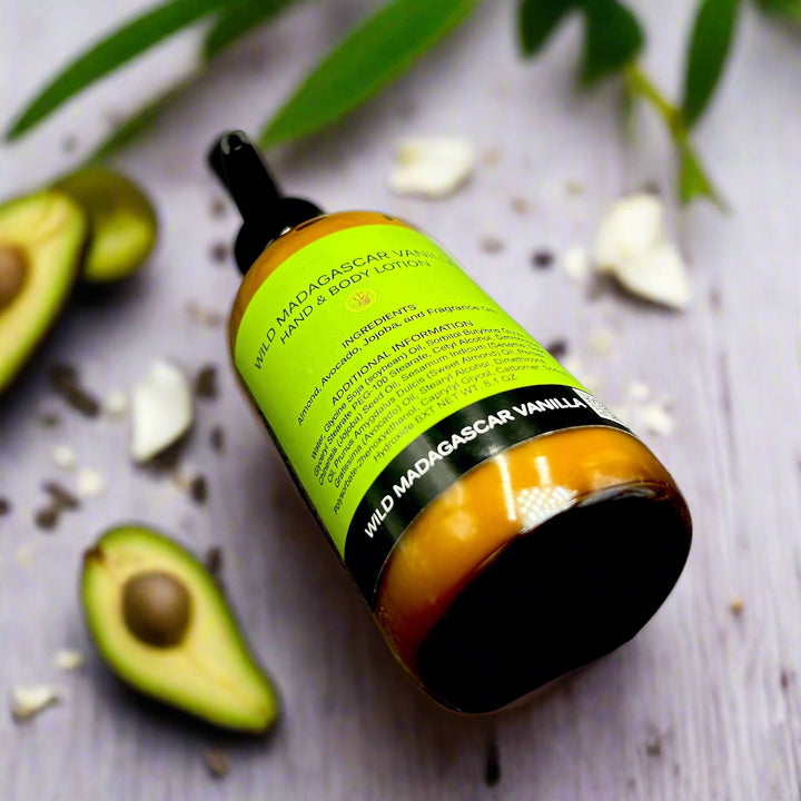 Wild Madagascar Vanilla Hand & Body Lotion | Jojoba Oil Avocado Oil Almond Oil | Handmade | Handmade in Dallas Texas | You Me & Emilio | Bath & Body Works | Aromatherapy | Shop Small Business | Luxury Scent | Luxurious 