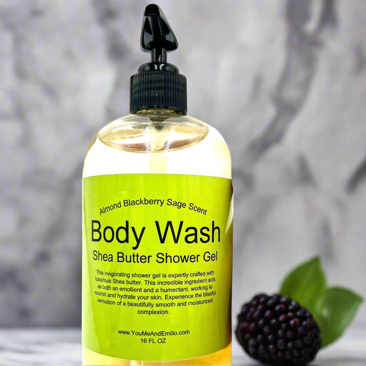Almond Blackberry Sage Body Wash | Shea Butter Shower Gel - You Me and Emilio