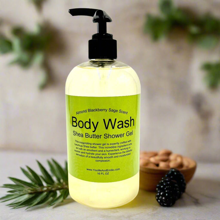 Almond Blackberry Sage Body Wash | Shea Butter Shower Gel - You Me and Emilio