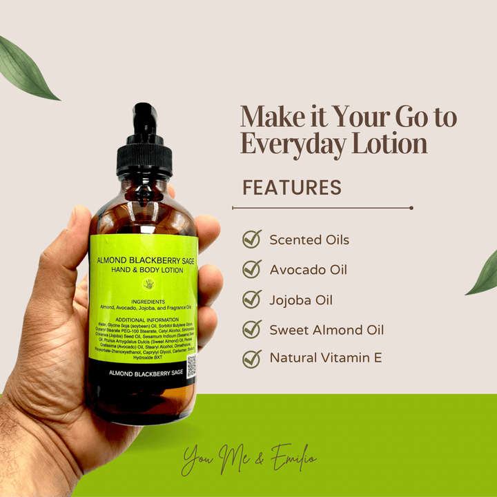 Almond Blackberry Sage Hand & Body Lotion - You Me and Emilio