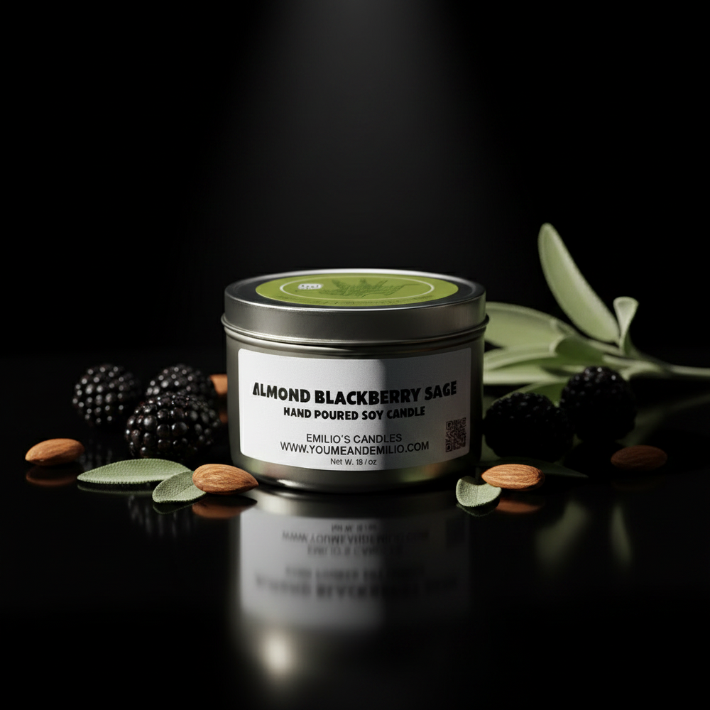 Almond Blackberry Sage Soy Candle - You Me and Emilio