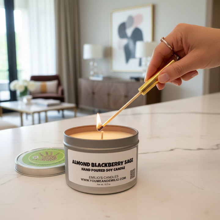 Almond Blackberry Sage Soy Candle - You Me and Emilio
