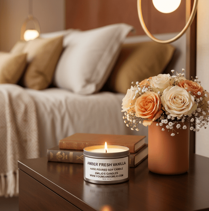 Amber Fresh Vanilla Soy Candle - You Me and Emilio