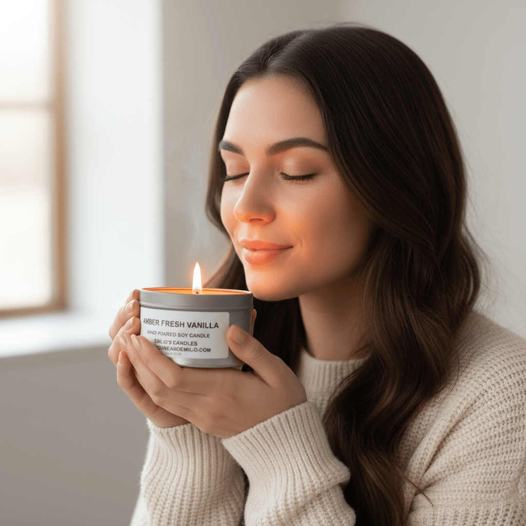 Amber Fresh Vanilla Soy Candle - You Me and Emilio