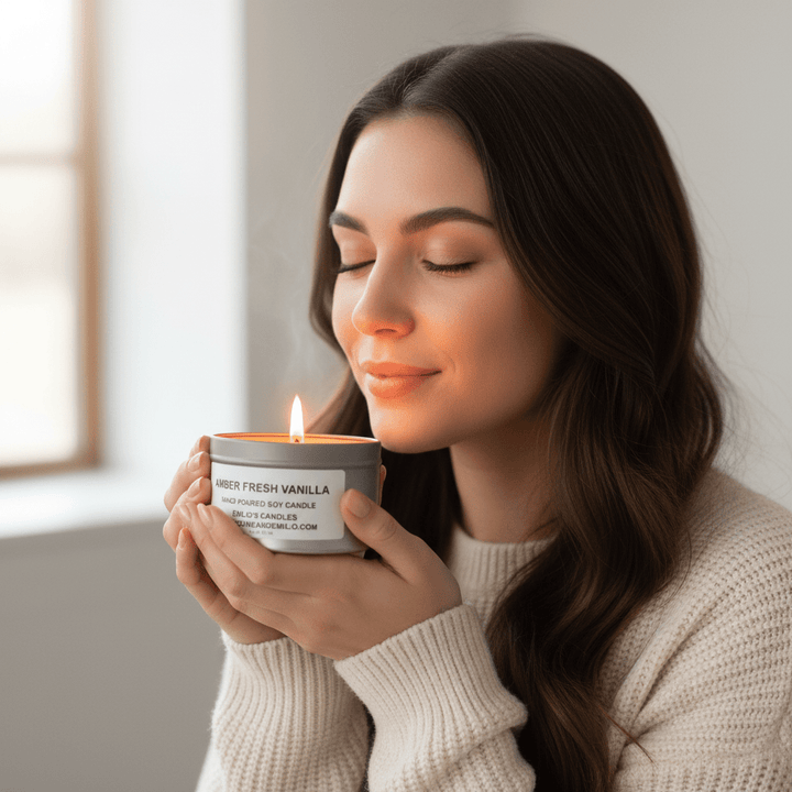 Amber Fresh Vanilla Soy Candle - You Me and Emilio