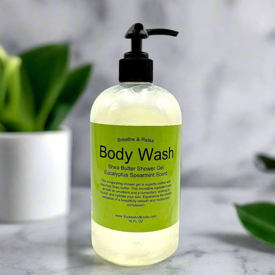 Breathe & Relax Body Wash | Shea Butter Shower Gel | Eucalyptus Spearmint - You Me and Emilio