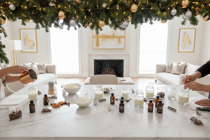 Candle Workshop with a Christmas Theme at a luxury modern home