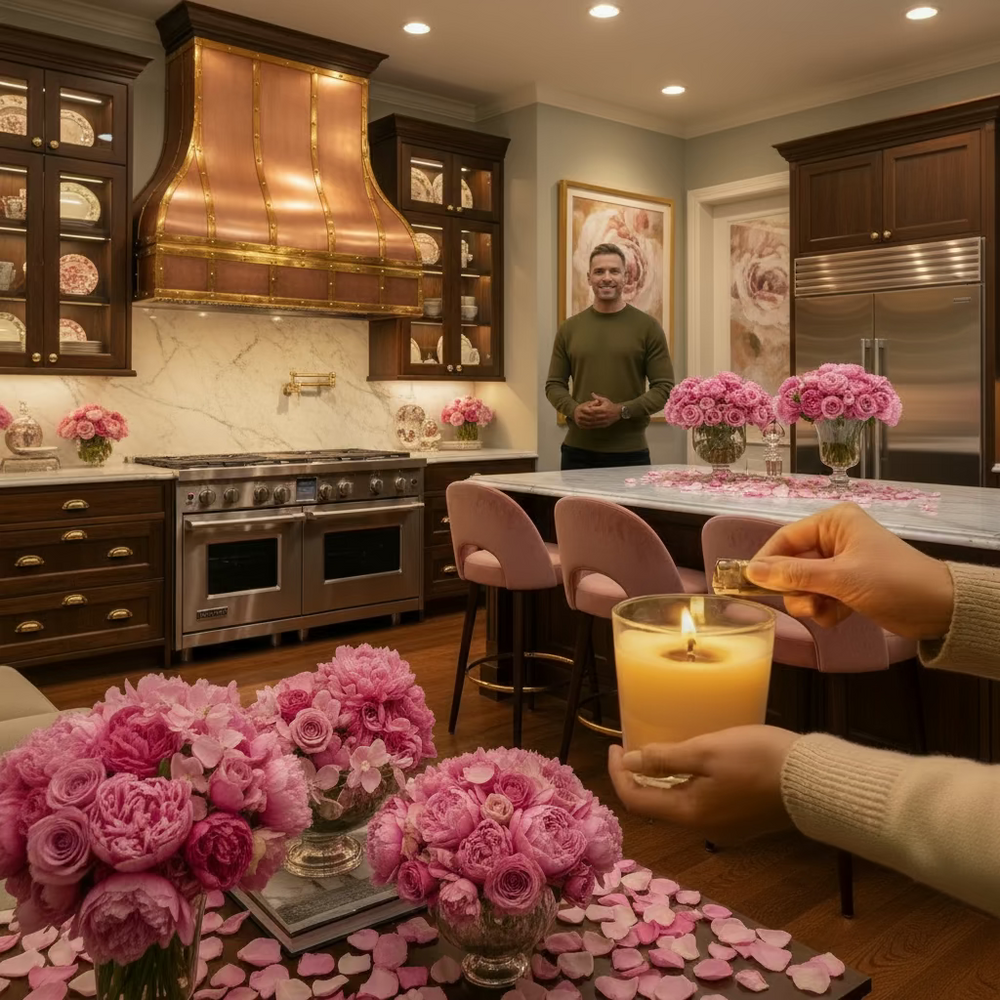 Candle in a glass container on a white background