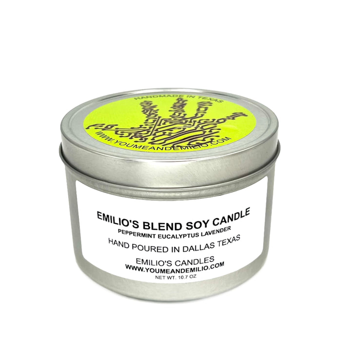 Emilio's Blend&nbsp;Soy Candle&nbsp;

Introducing Emilio's Blend Soy Candle, a captivating fragrance that brings together the tranquil harmony of peppermint, eucalyptus, and lavender. This unique blend creates an aroma that is earthy, invigorating, and tranquilizing, perfect for moments of relaxation and rejuvenation.