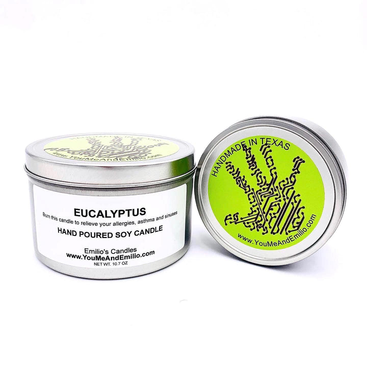 Eucalyptus Soy Candle – A refreshing, clean-burning candle crafted to promote relaxation and clarity, handmade with pure soy wax in Dallas, Texas.