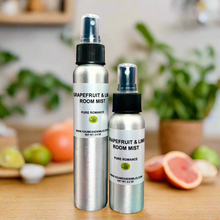 A refreshing spray of Grapefruit & Lime Room Mist dispersing in the air, filling the space with a zesty and uplifting aroma.