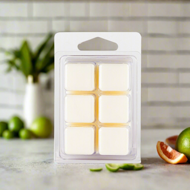 Pack of wax melts with fruit on a kitchen counter