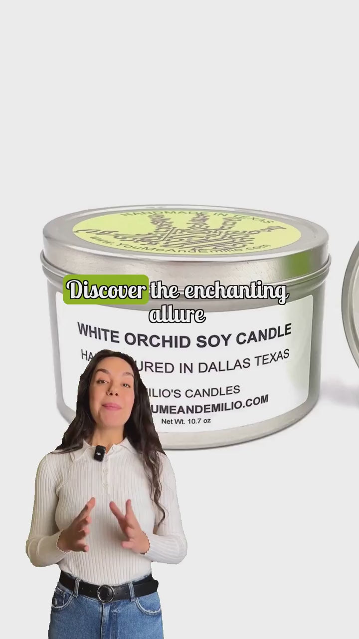 The White Orchid Soy Candle from You Me & Emilio offers a luxurious and refined fragrance designed to transport you to a world of opulence and elegance. Handcrafted in Dallas, Texas, this candle combines the delicate and captivating scent of white orchids with subtle notes of jasmine and rose, creating a harmonious blend that enhances any space.​