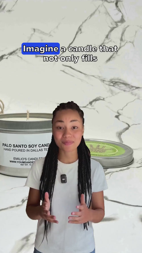 Embrace the ancient ritual of Palo Santo with this healing soy candle designed to clear negative energy.