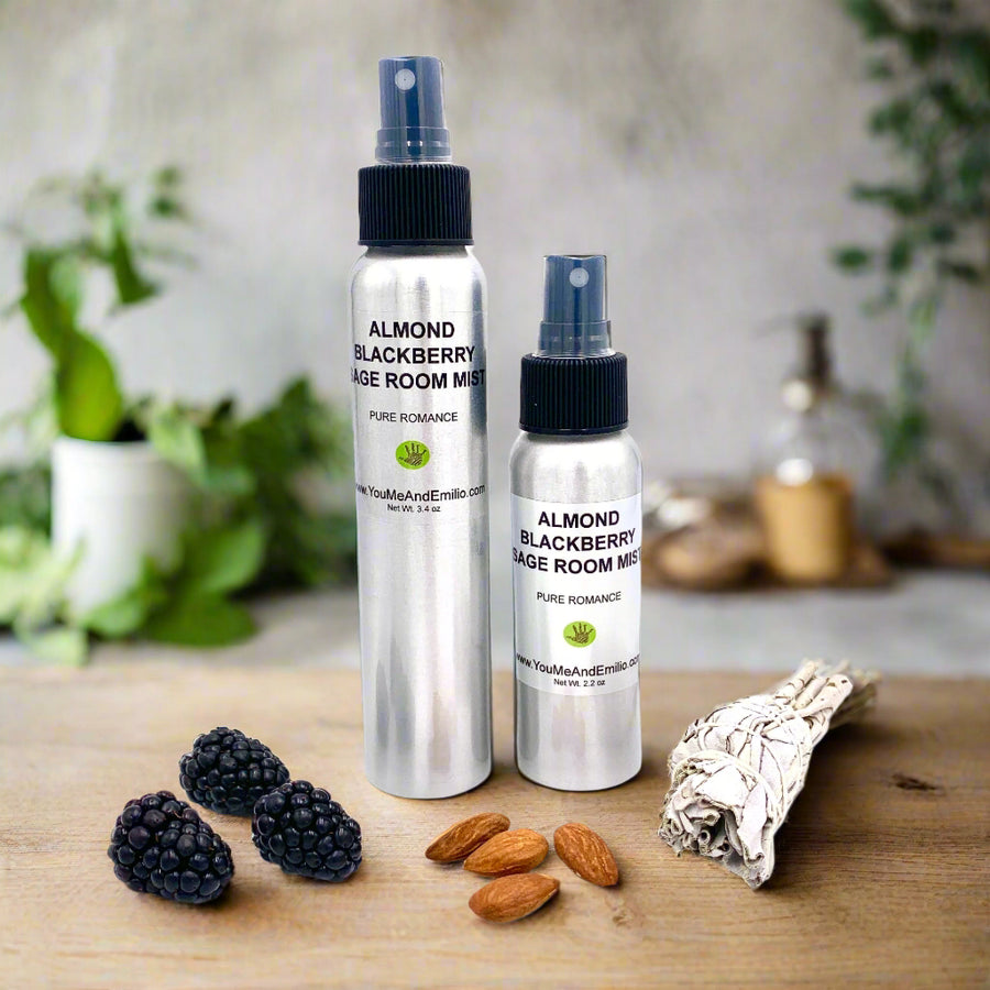 Almond Blackberry Sage Room Mist – A luxurious blend of nutty almond, sweet blackberry, and soothing sage for an elevated home fragrance experience.