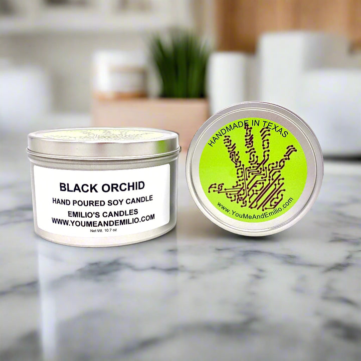 Black Orchid Soy Candle – A romantic and bold home fragrance choice, featuring rich floral and musk undertones with a clean soy wax burn.