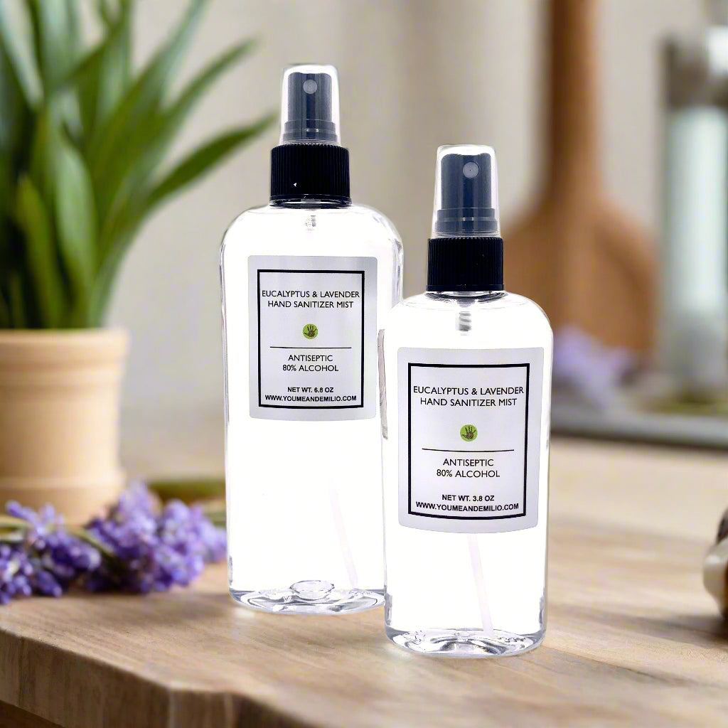 Eucalyptus & Lavender Hand Sanitizer Mist

Introducing the Eucalyptus &amp; Lavender Hand Sanitizer Mist, a soothing combination of fragrances that brings a sense of calm to your sanitizing routine. This mist features the calming scents of eucalyptus and lavender, creating a refreshing and peaceful experience.