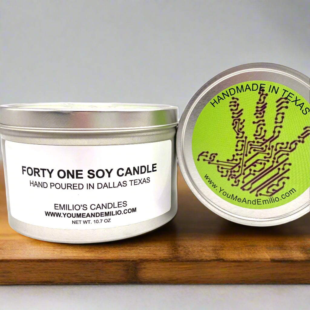 FORTY-ONE Soy Candle

Indulge in the luxurious FORTY-ONE Soy Candle, carefully crafted with a blend of mandarin, bergamot, and floral notes, heightened by warm and masculine tones. Let the sensual scents of rosewood, amber, and musk transport you to a world of sophistication and elegance.