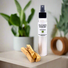 Palo Santo Room Mist bottle with a woodsy, calming aroma for energy cleansing and relaxation.