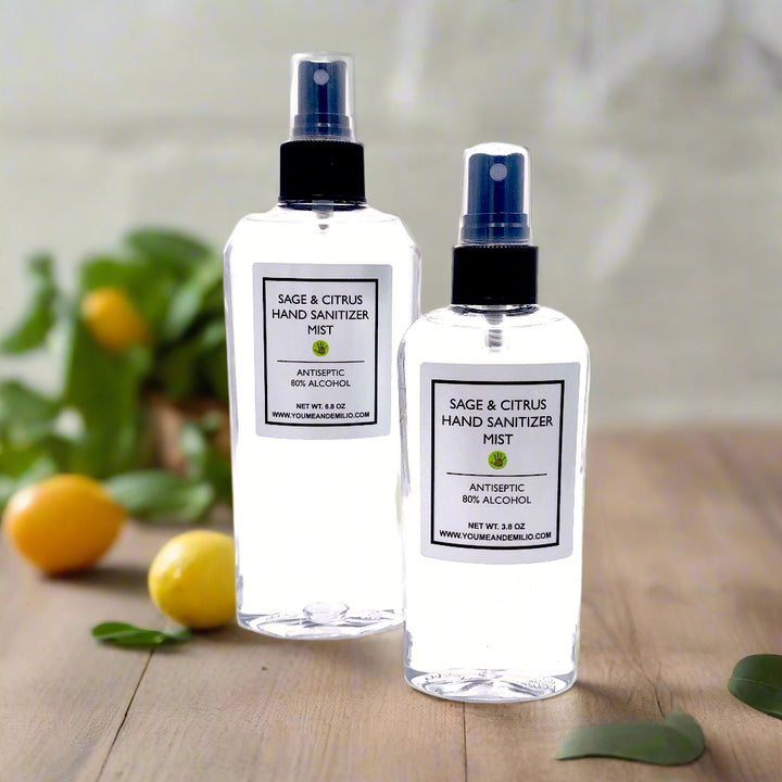 Sage & Citrus Hand Sanitizer Mist, the perfect solution for keeping your hands fresh, clean, and free from germs on the go. 