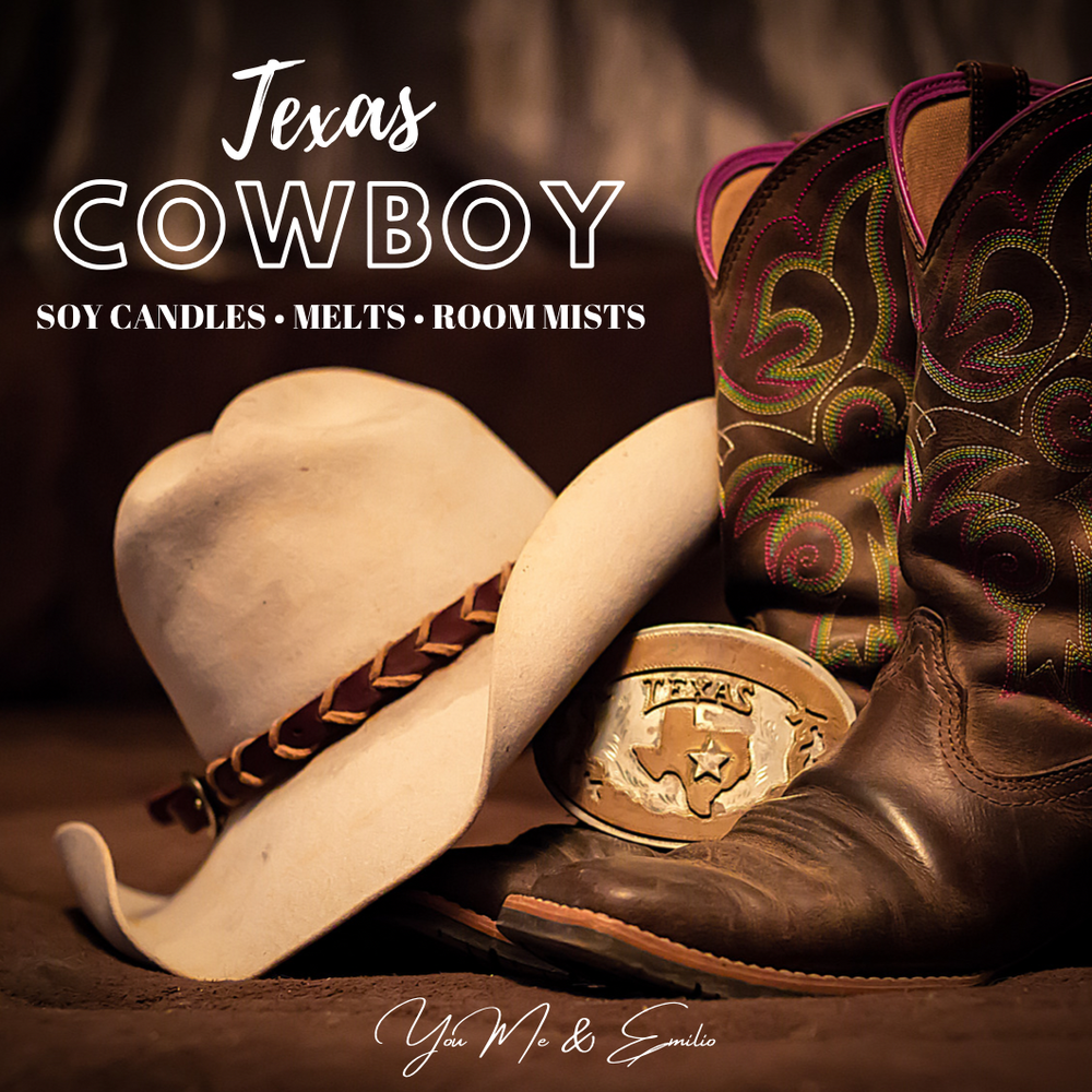 Leather-scented Texas Cowboy Room Mist, perfect for creating a warm and inviting ambiance.