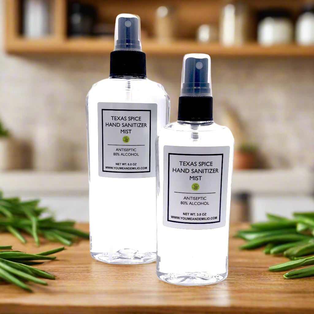 Texas Spice Hand Sanitizer Mist – Premium Protection with a Refreshing Scent

Buy Now, Pay Later & Fast Shipping

Hand-Poured in Dallas, Texas | Apple, Clover, Lemon, Lavender Essential Oils | Germ-Fighting Power