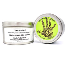 Texas Spice Soy Candle burning, emitting a soothing and invigorating aroma.